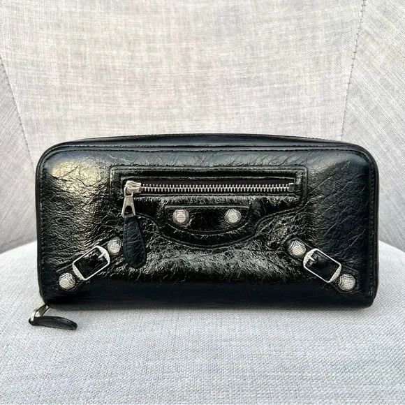 Balenciaga Extra Wide Wallet Clutch Black - Picture 1 of 9